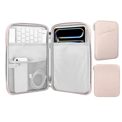 Image of MoKo 9 11 inch Tablet Sleeve Case,Fits New iPad Air/Pro 2024, Air 5/4th 10.9, 10th Gen 9/8/7th 10.2, Galaxy Tab S8/S9 11,Protective Bag Carrying Case with Pocket, Pink