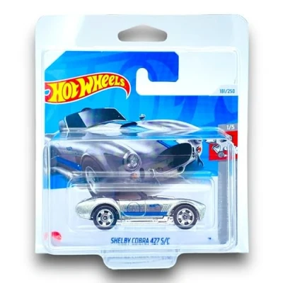Image of Hot Wheels Shelby Cobra 427 S/C (Bare Metal &amp; Blue) 1/5 HW Rolling 2024 181/250 (Short Card) includes a KLAS Car Keeper Protector Case HTB53