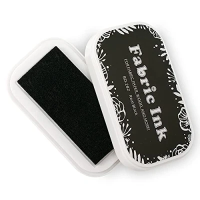 Image of Fabric Ink Pads for Rubber Stamps, Washable Craft Card Making Scrapbook, Permanent Pad Wood, Paper, 3.7 x 2.1&quot; (Black, 282)