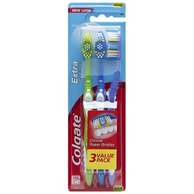 Image of Colgate Extra Clean Full Head Toothbrush, Medium 3 Count