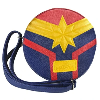 Image of CERDA ARTESANIA Unisex Adults’ Bolso Bandolera Captain Marvel Crossbody Bag, Blue (Azul), 5x18x18 Centimeters (W x H L)