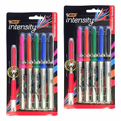 Image of 10 x BIC Intensity Ultra Fine Point, Permanent Marker Pens For Glass, Metal, CDs, Coated Paper, Photos &amp; Plastics [Assorted Colours]