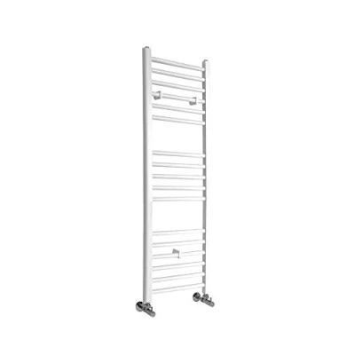Image of Milano Ive White Straight Bar Heated Towel Rail 1200mm x 400mm