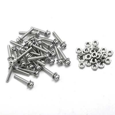 Image of M3 Phillips Pan Head 304 Stainless Steel Screws Nuts w Washers 30 Sets (M3 x 40mm)