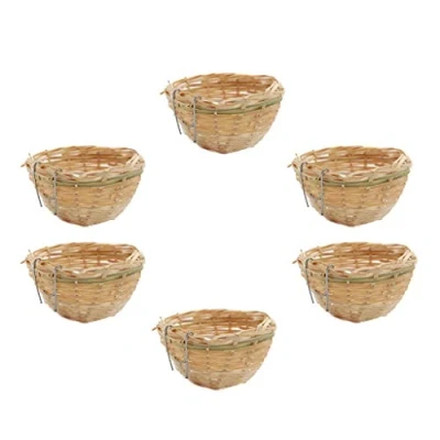 Image of Baoblaze 6pcs Finch Canary Nests Pans Bamboo Wicker Bedding Rest For