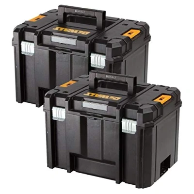 Image of DEWALT DWST1 71195 TSTAK VI Deep Tool Storage Case Heavy Duty 23L Twin Pack Without Tray and Inlays, Black