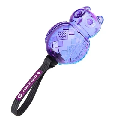 Image of GiGwi Push to Mute Dog Toy Ineractive Squeaker Chew For Dogs Blue/Purple Owl