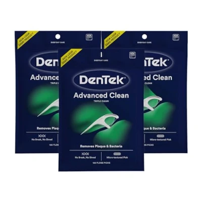 Image of DenTek Triple Clean Advanced Floss Picks, No Break &amp; Shred Floss, 150 Count, Pack of 3