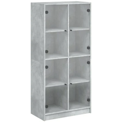 Image of vidaXL Highboard with Doors Concrete Grey 68x37x142 cm Engineered Wood