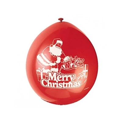 Image of Unique Party 80354 9&quot; Latex Santa Merry Christmas Balloons, Pack of 10