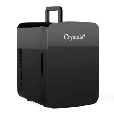 Image of Crystals 4/10/15L Litre Mini Fridge, Table Top Small Fridge Cooler &amp; Warmer for Car Bedrooms Desk Office, 12V DC 220 AC, Energy Efficient (Black, 10L Litre)