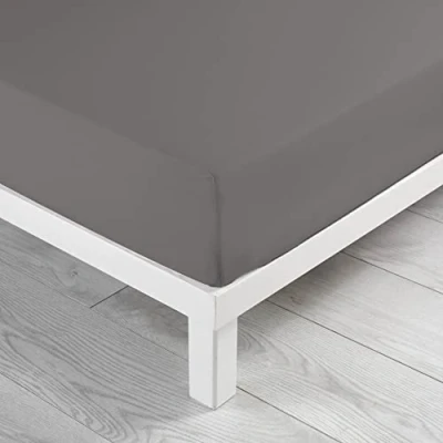 Image of Douceur d&#039;Interieur Fitted Sheet 90/190 UNI GRIS Souris 57 Yarns