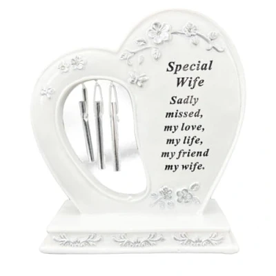 Image of Special Wife Graveside Memorial Wind Chime Heart Grave Plaque Ornament Decoration