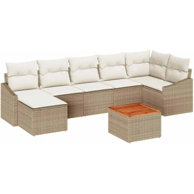Image of vidaXL Garden Sofa Set 8 pcs Beige, white 55 x 37 cm