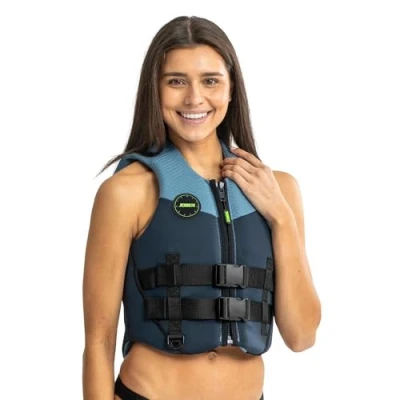Image of Jobe Womens 50N Neoprene Wetsuit Watersports Waterski Jetski Wakeboarding Safety Impact Vest Top Midnight Blue Size L
