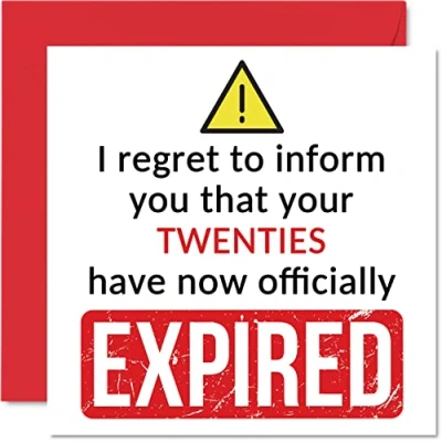 Image of Funny 30th Birthday Cards for Men Women Your Twenties Have Expired Happy Card Him Her Friend Cousin Work Colleague, 145mm x Banter Joke Humour Bday Greeting Gift