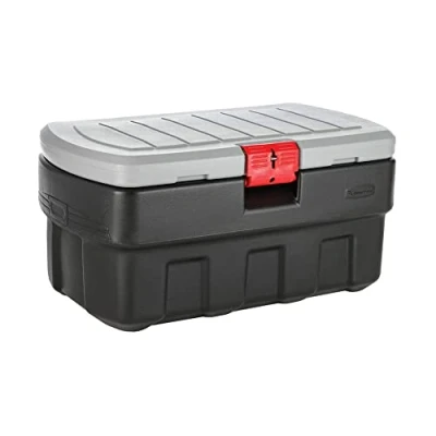 Image of Rubbermaid ActionPacker Lockable Storage Box, 35 Gal, Grey and Black, Outdoor, Industrial, Rugged