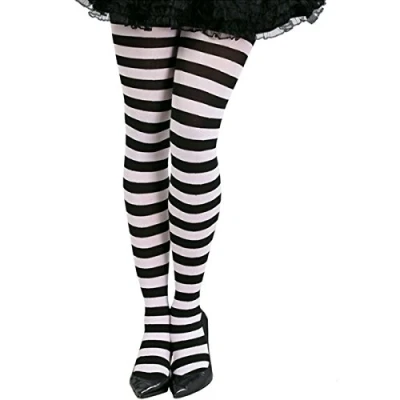Image of FIESTAS GUIRCA Ladies Halloween Black And White Stripe Tights