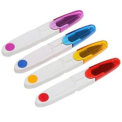 Image of 4Pcs U Shape Portable Embroidery Cross Stitch Craft Thread Cutter Sewing Trimming Scissors Clipper Snips with Safety Cover(Random Color)