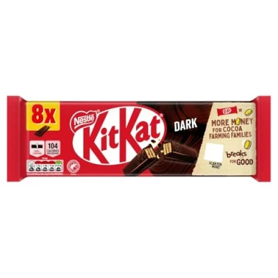 Image of KitKat 2Finger Dark Chocolate Biscuit Bar, 8 x 20.7g