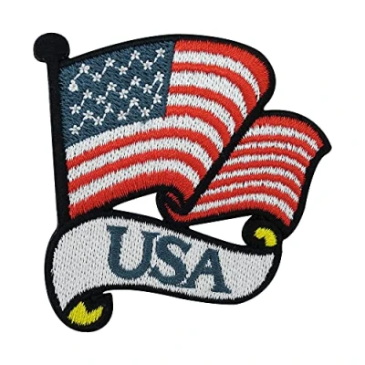 Image of USA Flag Iron on Patches America Patches, Patch, Embroidery Ironable Badges Finally Home
