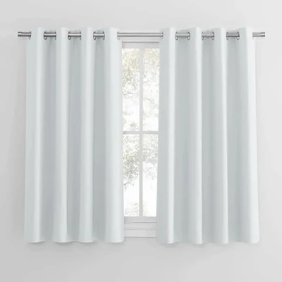 Image of PONY DANCE White Blackout Curtains for Bedroom Thermal Insulated 54 Inch Drop Eyelet Room Darkening Small Window Curtains, 2 Panels, W46 X L54, Greyish