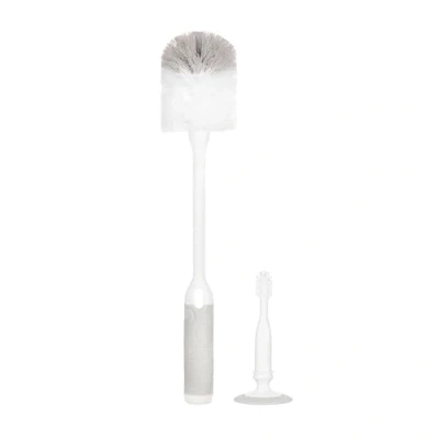 Image of Ubbi Deluxe Baby Bottle Brush Set, and Nipple with Suction Cup, Cleaning Essentials, Grey