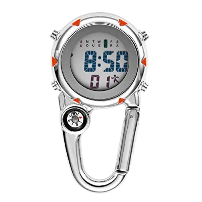 Image of JewelryWe Men Women Digital Clip Watch Mini Microlight Backpack Buckle Belt fob for Rock Climbing Doctors Nurses Chefs