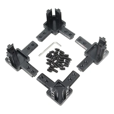 Image of Zeberoxyz 4PCS Black 4040 Series 3 Way End Corner Bracket with M6 Screws for 8mm Slot T Shape Aluminum Extrusion Profile Accessories (4040 Black)