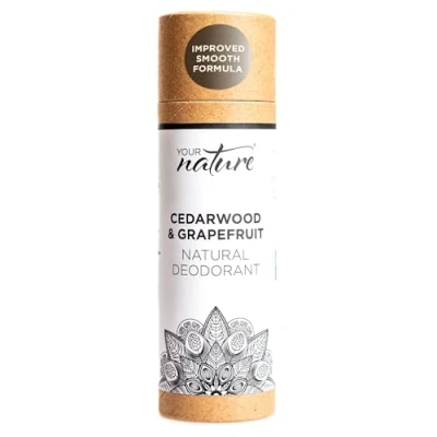 Image of YOUR NATURE 100% Plastic Free &amp; Recyclable/Natural Ingredients/No aluminium, Parabens, Carcinogens/Vegan, Eco Friendly/Cruelty Handmade Natural Deodorant Stick (Cedarwood Grapefruit)