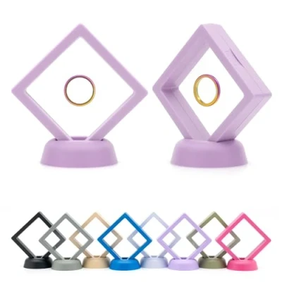 Image of CKB LTD Pack of 5 3D Floating Frames Display Case Holder Storage Box Suspension Stand Holds Jewellery, Gemstones, Collectable Coins and Hobby Craft Items (Mauve Purple) 7cm x 2cm (Small)