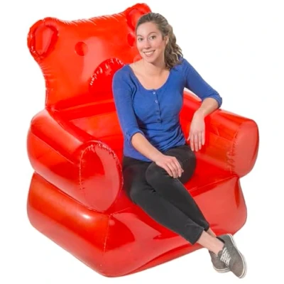 Image of VAT19 The Gummy Bear Chair, Inflatable PVC, Red, Eclectic Style, Chair for Relaxing, Decor, Gaming