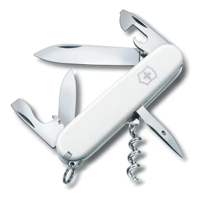 Image of Victorinox Spartan Swiss Army Knife, Camping Pocket Knives, Medium, Multi Tool, 12 Functions, Blade, Bottle Opener, White