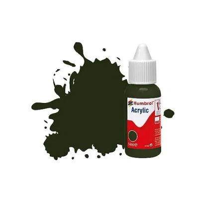 Image of Humbrol Model Paint DB0163 No 163 Dark Green Satin (14ml), Acrylic Paints for Models, Plastic, Metal, Wood, Glass, Ceramics and More, Touch Up Hobby Bottle Craft Kits