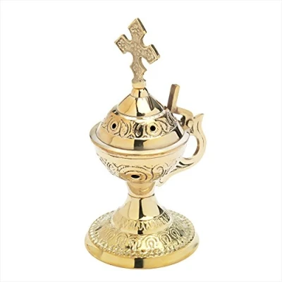 Image of NKlaus Stand Incense Burner with Handle Brass Handmade Gift 2933