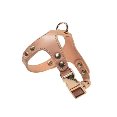 Image of Record Dog Harness London Soft Faux Leather Size S Circumference 44 53 cm Brown Colour Practical Hook Ring and Metal Clip