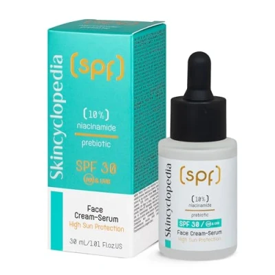 Image of Skincyclopedia SPF 30 Face Sunscreen Moisturiser 10% Niacinamide Serum Ground breaking for Very High UV Protection, Illumination, and Blemish Reduction, 30ml