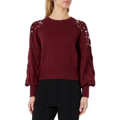 Image of SIDONA Women&#039;s Ladies Dark Cherry Red Knitted Jumper 11025479 si01 M/L Sweater