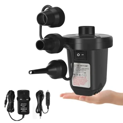 Image of Jsdoin Electric Air Pump,220 240V/130W High Power Pump for Bed Mattress Inflatables Paddling pool Beach Toysswimming toys, Fill Inflator Deflator with 3 Sizes Nozzle