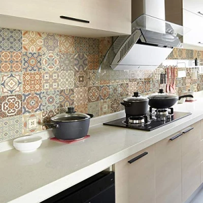 Image of Ambiance Sticker Self Adhesive Decorative Wall Decal Cement Tile for Bathroom and Kitchen Ursula Pack of 24 stickers 10 x cm