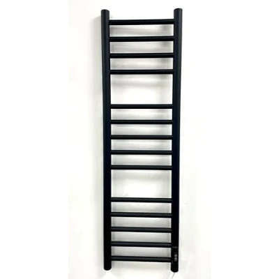 Image of Manissa Matt Black 300 x 1000mm Dry Electric Heated Stainless Steel Towel Rail Warmer Energy Efficient