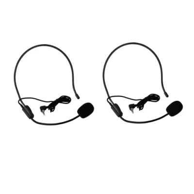 Image of Estink Head Microphone, 3.5mm Wired Headworn Mic, Set of 2 Mini Condenser Headset Hands Free Microphone for Presentation, Discorsion, Tourist Guidance, Karaoke, Lesson