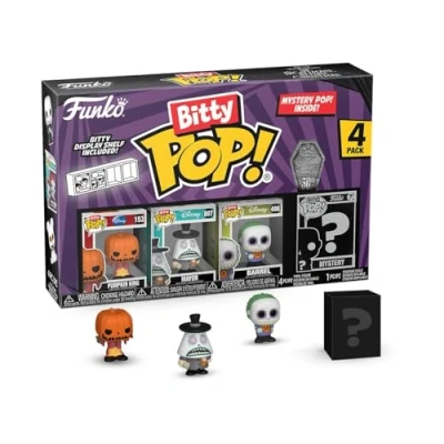 Image of Funko Bitty Pop! the Nightmare Before Christmas Pumpkin Jack 4PK King, Mayor (frowning), Barrel and A Surprise Mystery Mini Figure 0.9 Inch (2.2 Cm) Collectable Gift Idea Fans