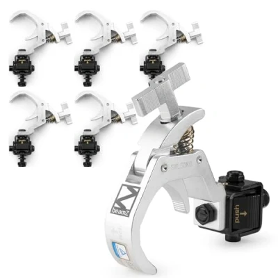 Image of beamz BC50 150F Set of 6 Foldable Quick Trigger Lighting Clamps, 50kg Load Capacity, for 32 63mm Truss Tubes, Fast Coupler System Efficient Setup, Stage Clamps