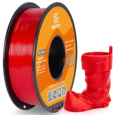 Image of GEEETECH HS PLA Filament 1.75 mm 3D Printer for High Speed Printers, Spool, 1 kg, Red…