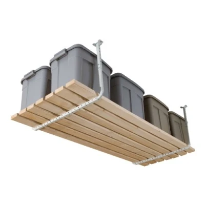 Image of HyLoft 80842 10 33 in. x 34 Adjustable Garage Ceiling Mount Storage Rack Kit, Overhead Bracket, White