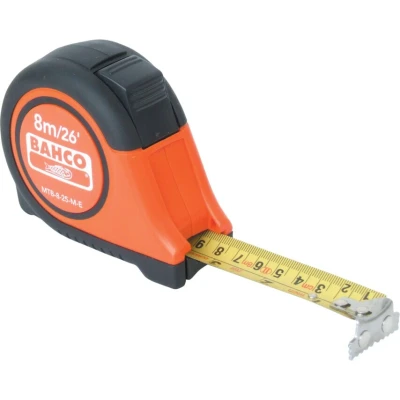 Image of Bahco MTB 8 25 m E Auto Tape m/26ft (Width mm) with Reversible Magnetic Tip, Multi Colour,