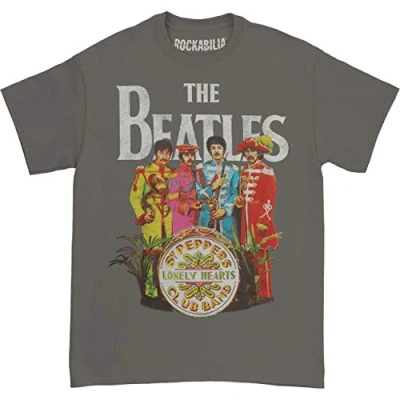 Image of The Beatles Sgt Pepper Charcoal Mens T Shirt X Large