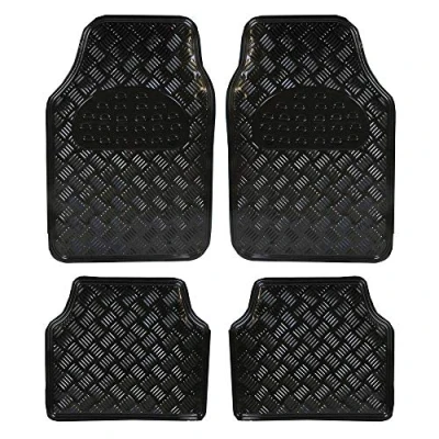 Image of JVL Titan Metallic Universal Rubber Backed Car Mat Set 4 Pieces, Black
