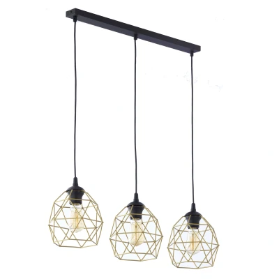 Image of Galaxy Wire Frame Bar Pendant Ceiling Light Black, Gold 3xE27